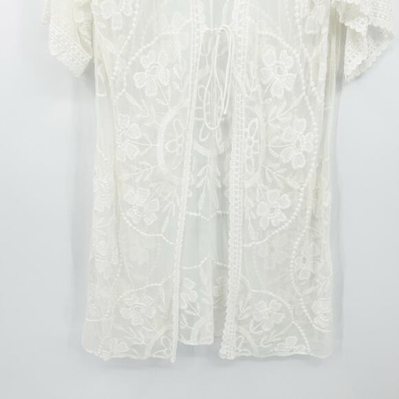 Womens Bundle Lot (2) Whimsigoth Sheer Floral Lace Kimono Swim Beach Cover Up - Picture 11 of 15